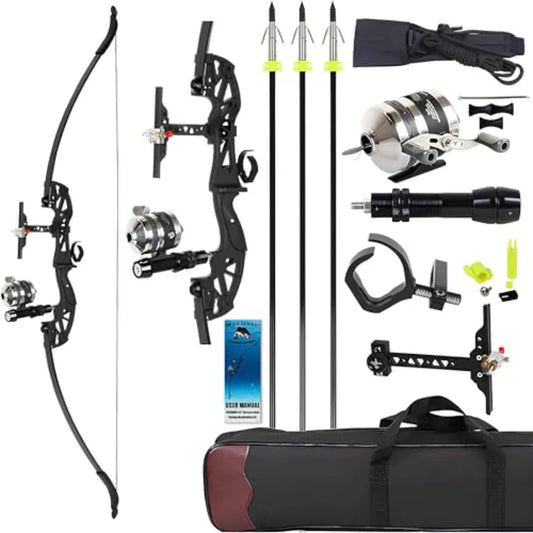 53 Takedown Recurve Bowfishing Combo Kit 30/40 LBS Right Hand Only with Fishing Reel Solid Arrows Complete Outdoor Fish Hunting