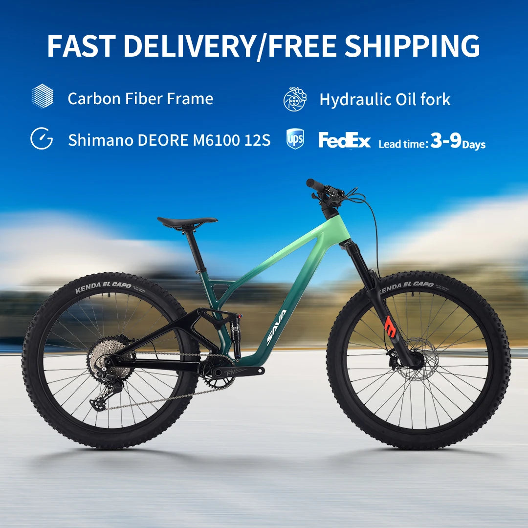 New SAVA TITAN612 Full Carbon Fiber Mountain Bike Soft Tail Shock-Absorbing Hydraulic Disc Brake All-Terrain Off-Road Adult Bicycle
