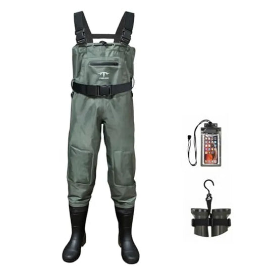Chest Waders, 2-Ply Nylon/PVC Waterproof Fishing Hunting Waders, Fishing Waders for Men and Women with Boots