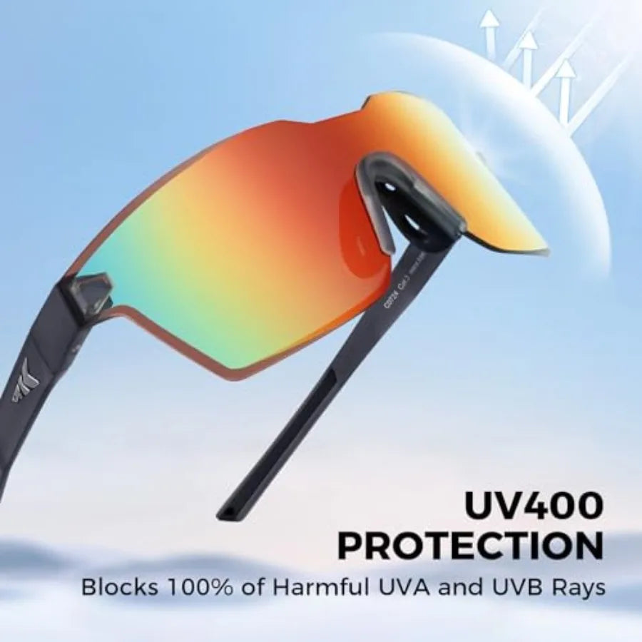 Tarkio Polarized Fishing Sunglasses, Large Single PC Lenses, Rimless Wrap Design, UV400 Protection Sports Sunglasses