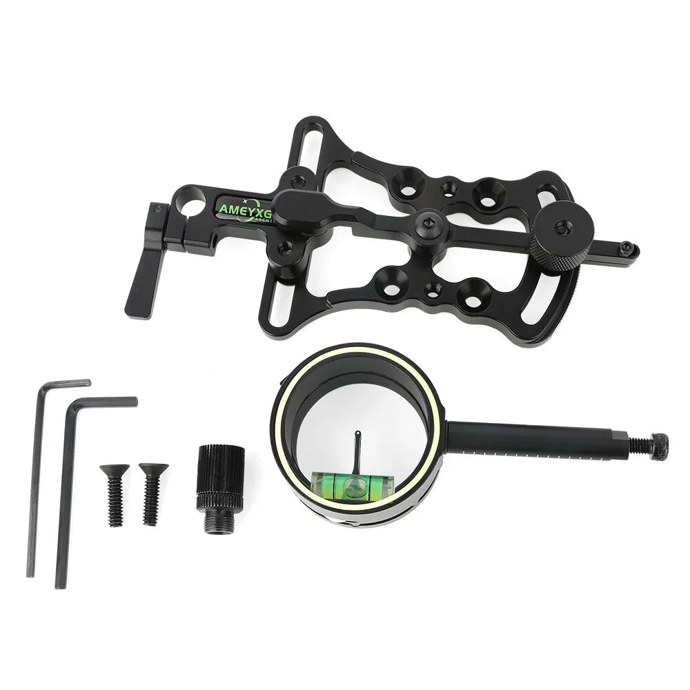 Aluminum Bow Sight 1 Pin 0.019" Optical Fiber Right Hand Adjustable for Compound Bow Hunting Target Practice Use