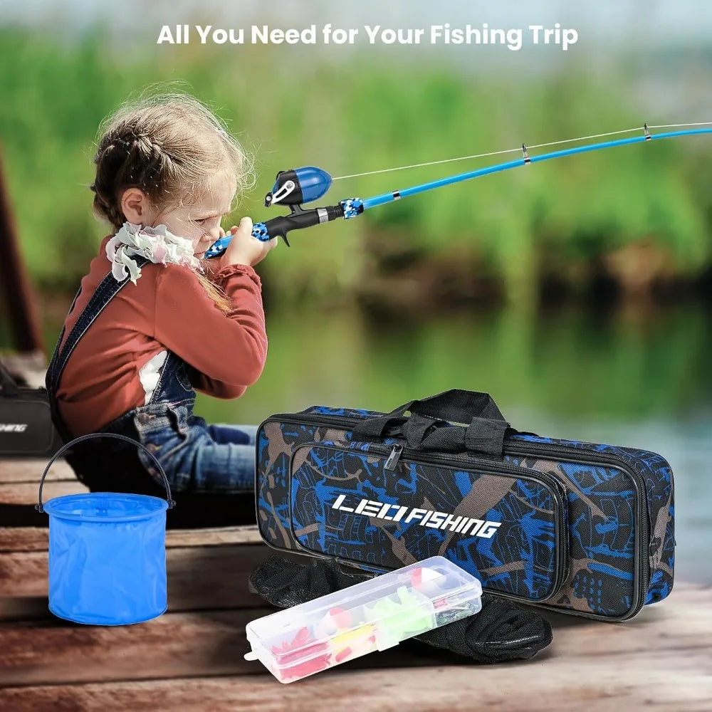 2 Set Kids Fishing Pole Set with Full Starter Kits Portable Telescopic Fishing Rod and Reel Combo for Boys Girls Youth