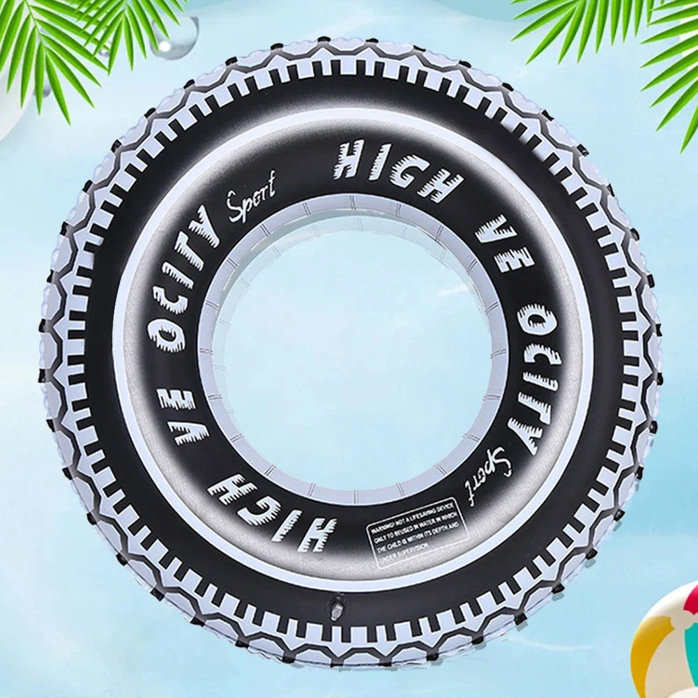 Tire Pattern Blow Up Swim Tube Leakproof Inflatable Swim Ring Swimming Rings Floaties Thickened Pool Rings for Swimming Pool