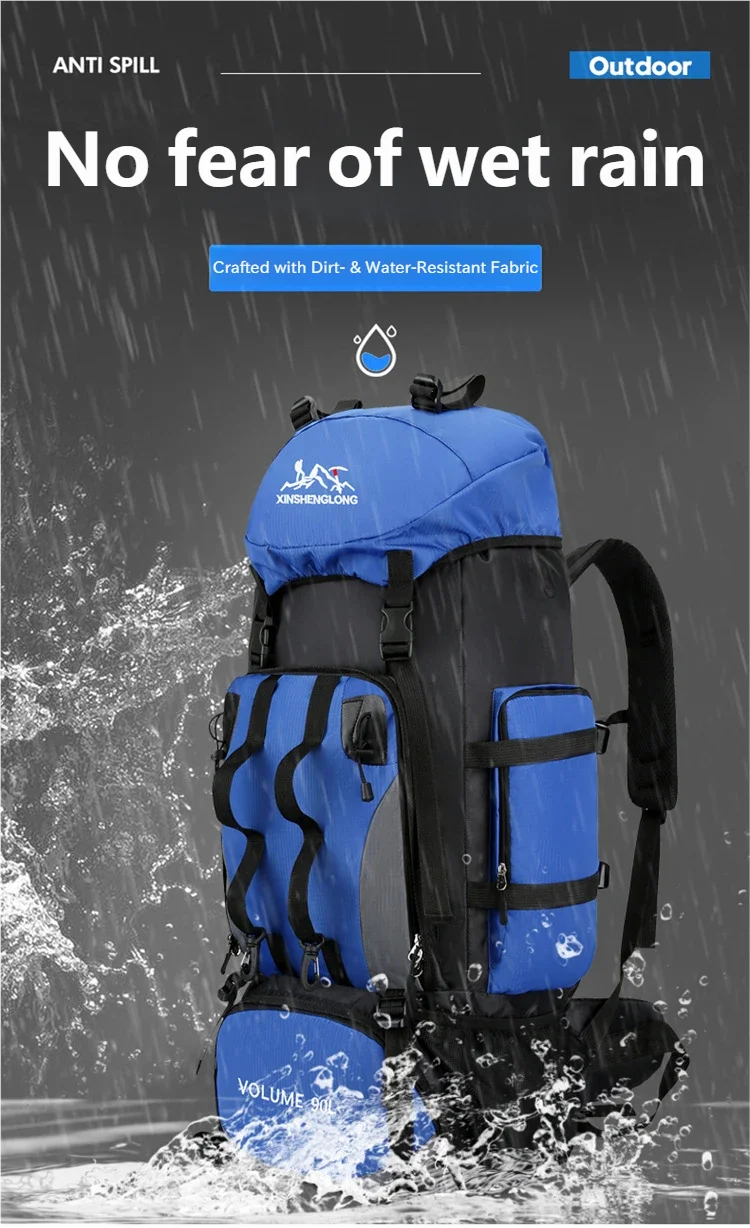 90L Waterproof Hiking Backpack Camping Rucksack Large Capacity Travel Outdoor Sports Bag for Trekking Backpacking and Adventure