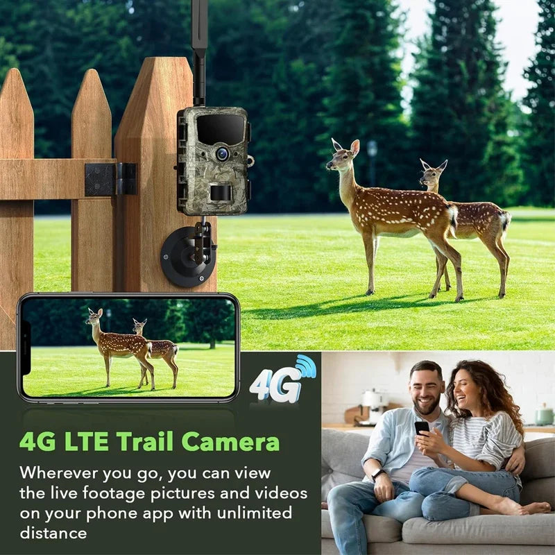4G Hunting Trail Camera 1080P 24MP Game Camera with Night Vision Waterproof IP66 Deer Camera for Wildlife Monitoring
