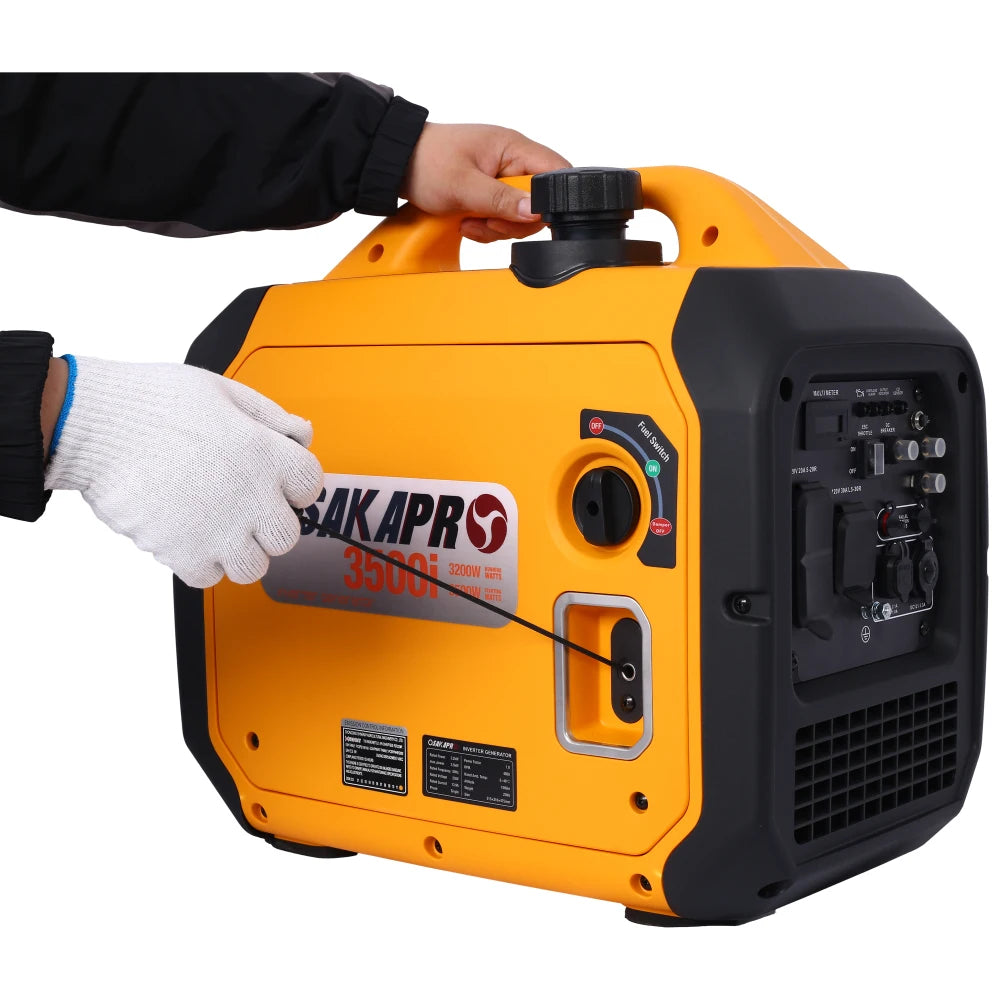 3500 Watt Portable Inverter Generator Gas Powered, EPA Compliant with CO SENSOR, Compact and Lightweight for Home Backup Power, Outdoor Camping, RV and Trailer AC Output Solar Generator for Garden Party