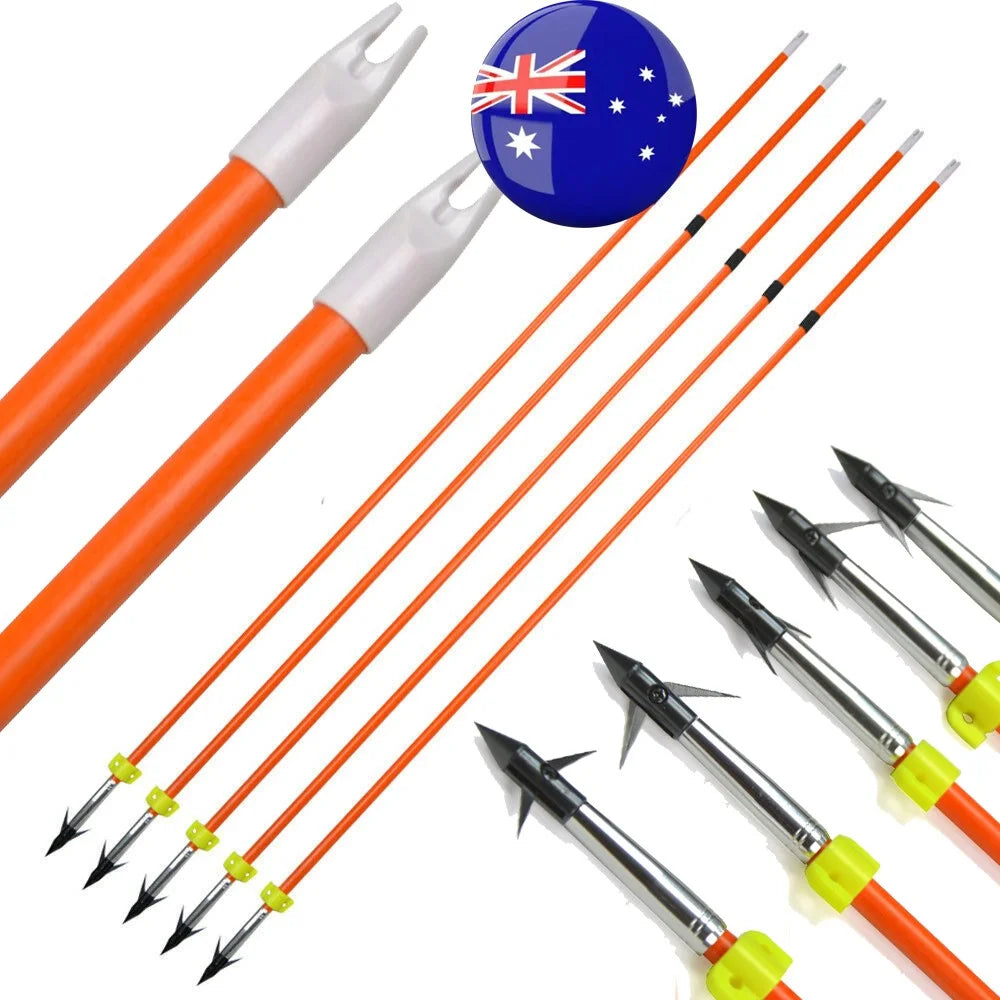 6/12pcs Hunting Fishing Arrow Solid Fiberglass Replaceable Broadheads Safety Slides Hunter Bowfishing Shooting Hunting Fish Tool