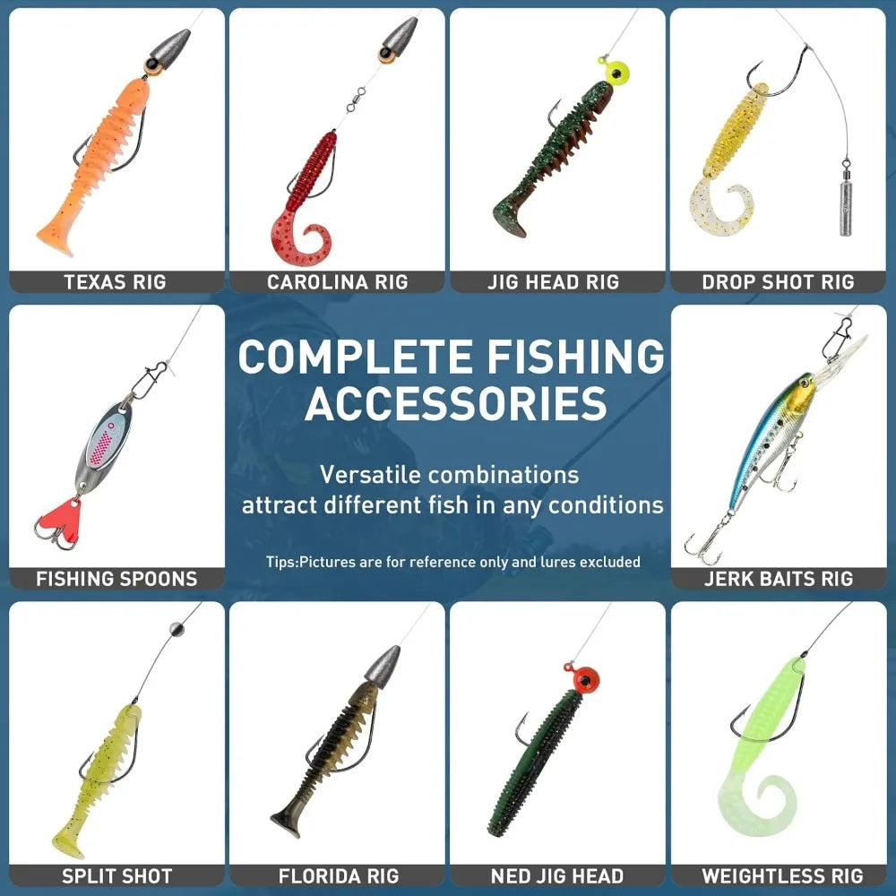 Complete Fishing Lures Kit - 153pcs Tackle Box for Bass, Trout, Freshwater Gear with Topwater Baits, Swimbaits, Frog, Accessories Gift for Men