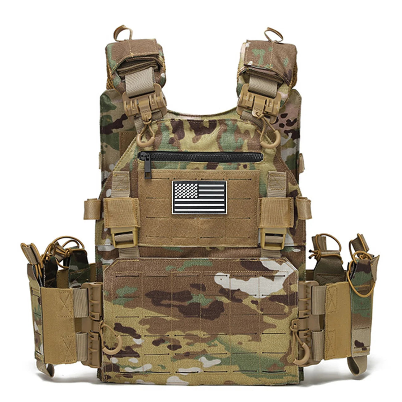Quick release hunting vest with chest zipper anti-theft bag MOLLE modular expansion breathable elastic vest