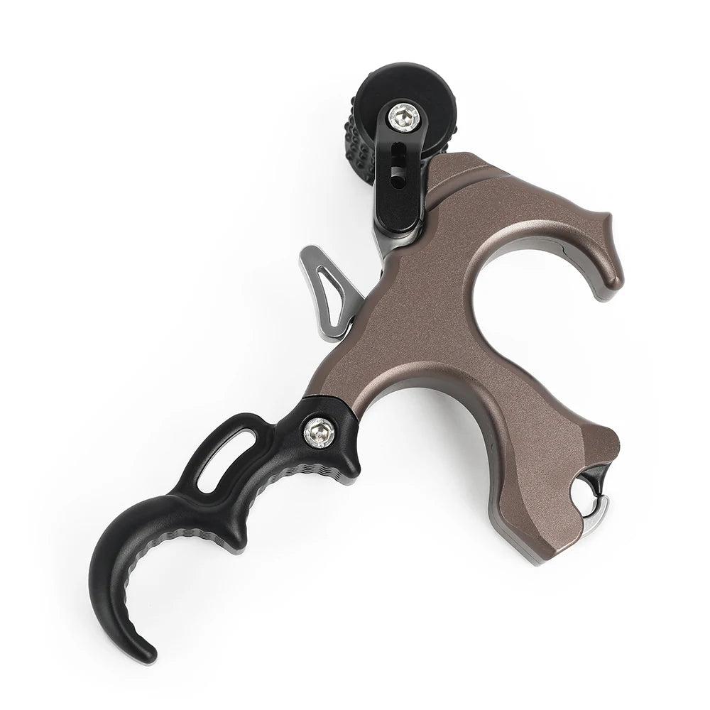 3/4 Finger Bow Release Thumb Trigger Adjustable Sensitivity Manual Jaw Aluminum Alloy for LH RH Compound Bow Shooting
