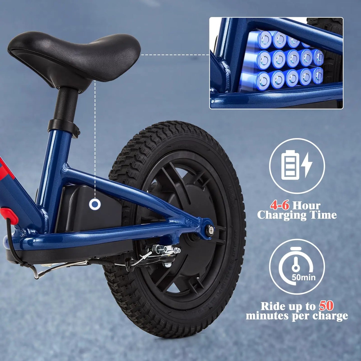 24V 100W Kids Electric Balance Bike, 12 Inch Pneumatic Tires, 2 Speed Modes, Adjustable Seat, E Dirt Bike For Boys Girls Ages 3-5