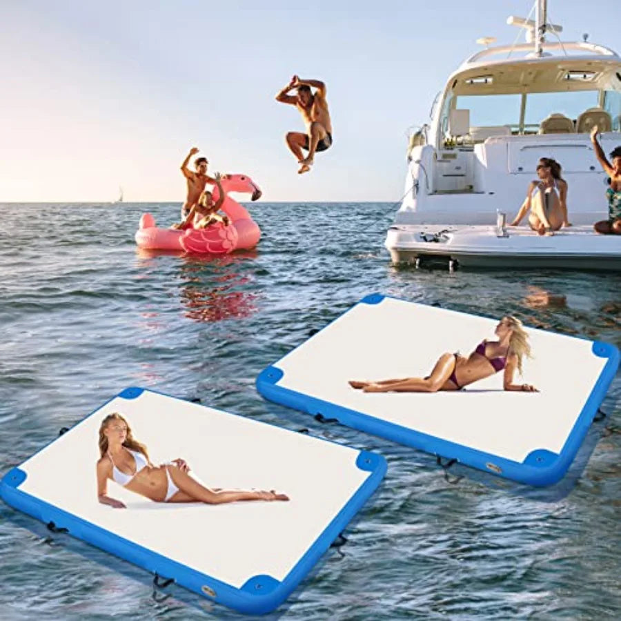 Inflatable Lake Float for Adults Multi-Person Inflatable Swim Deck with None-Slip Surface Swimming Water Platform Floating Isla