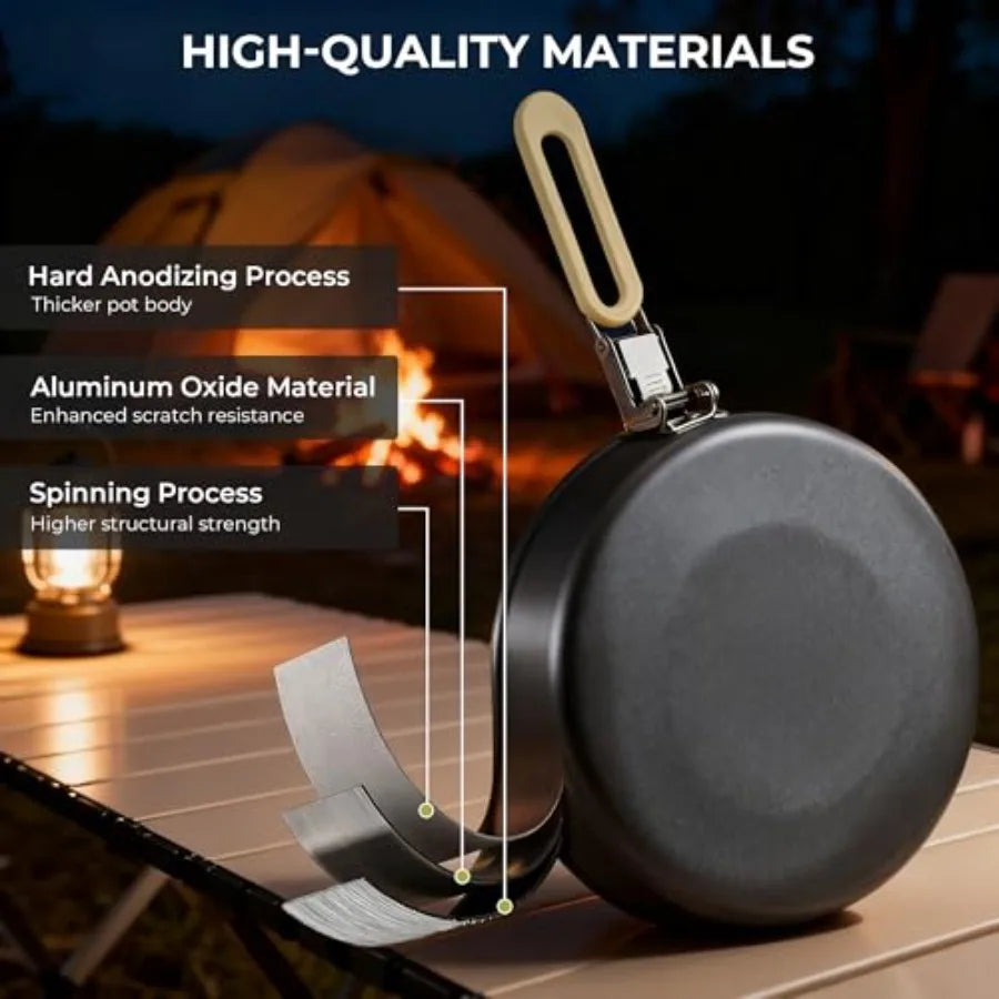 Lightweight and Portable Outdoor Camping Cookware Set with Kettle for 2 People Durable Compact and Easy-to-Use Cooking Solution