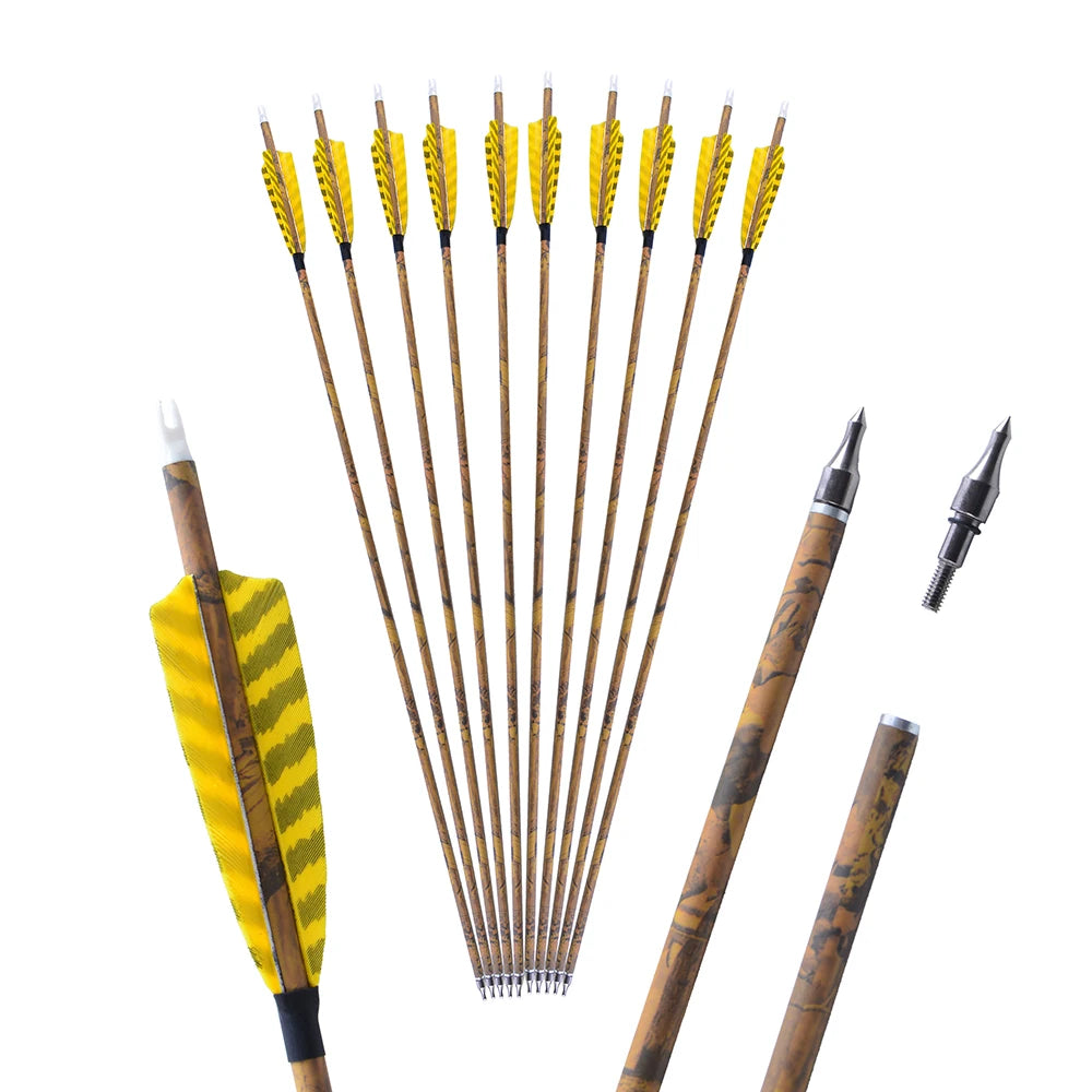 6/12pcs Archery Arrow Mixed Carbon Spine 500 Camo Color Arrow Shaft ID6.2mm 100 grain Arrowheads for Bow Hunting Shooting Target