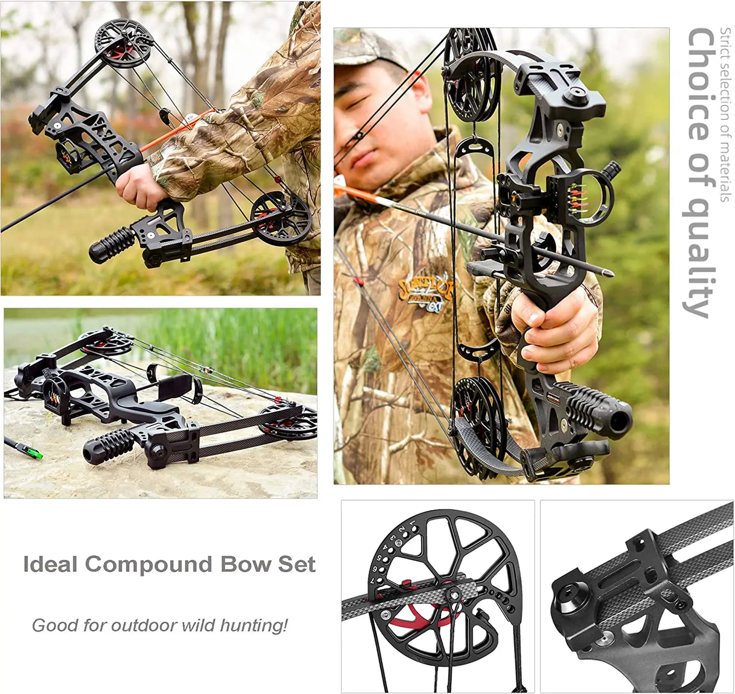 Compound Bow Set Steel Ball Bow and Arrow Compound Pulley Bow 30-60 lbs Hunting Compound Bow Package for Outdoor Shooting Archer