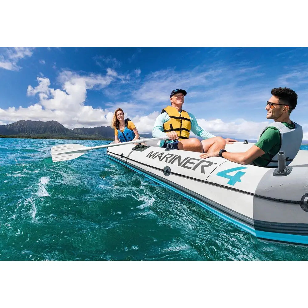 Mariner Inflatable Boat Series Includes Deluxe Boat Oars and HighOutput Pump SuperTough PVC WearResistant Keel Removable Fishin