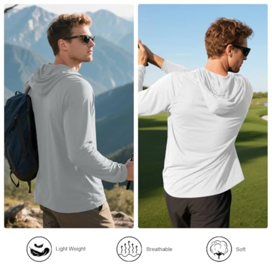 HovSiyla 5 Pack Men's Fishing Shirts Long Sleeve UPF Sun Protection Hoodie Lightweight Hiking Running Swimming Athletic Shirt
