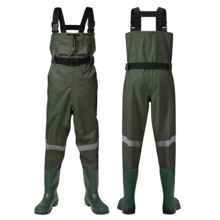 HISEA Chest Waders with Boots, Youth Waterproof Fishing Wader, PVC Waders for Toddler with Reflect Safety Band