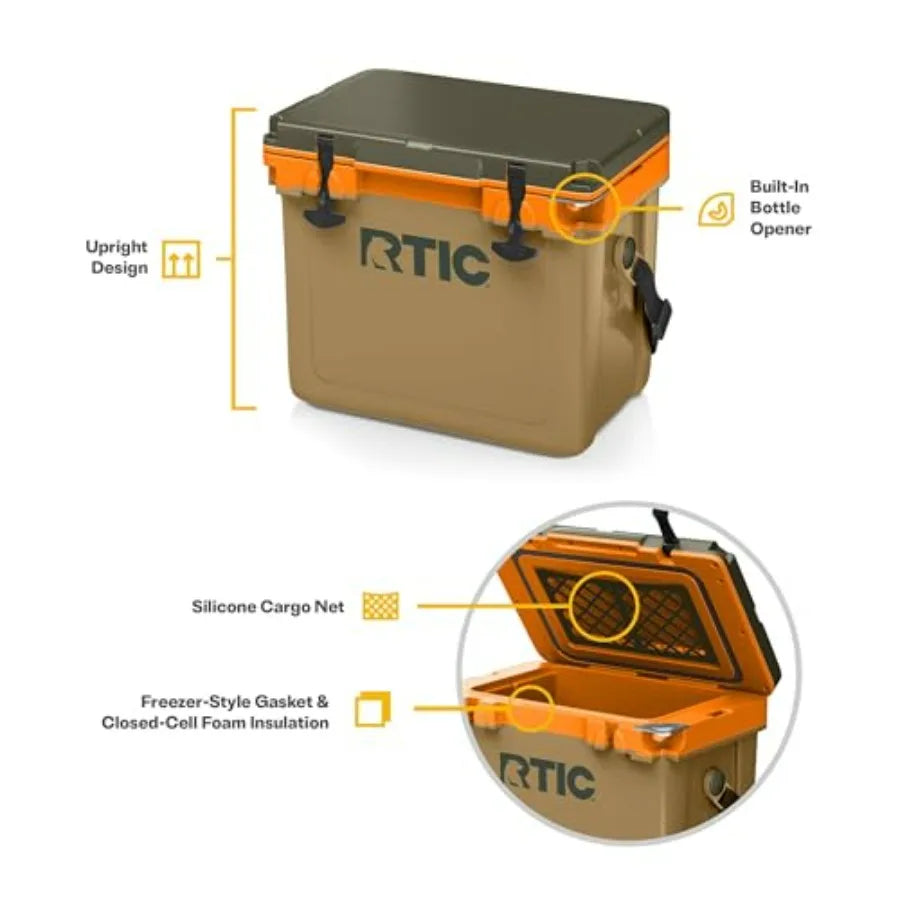 Ultra-Light Hard Cooler Insulated Portable Ice Chest Box for Beach, Camping, Picnic, Fishing, Boat, Barbecue Rotomolded Polyeth