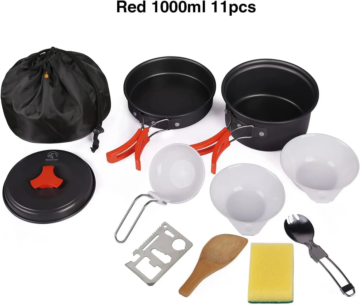 6-19 PCS Camping Cookware Mess Kit Lightweight Stackable Pot Pan Bowls with Storage Bag for Outdoor Cooking
