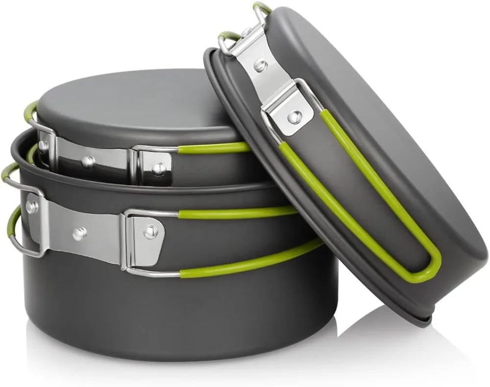 Non-Stick Camping Cookware Set - Lightweight, Portable 11-Piece Mess Kit with Pots, Pan, Bowls, and Storage Bag for Outdoor Hiking