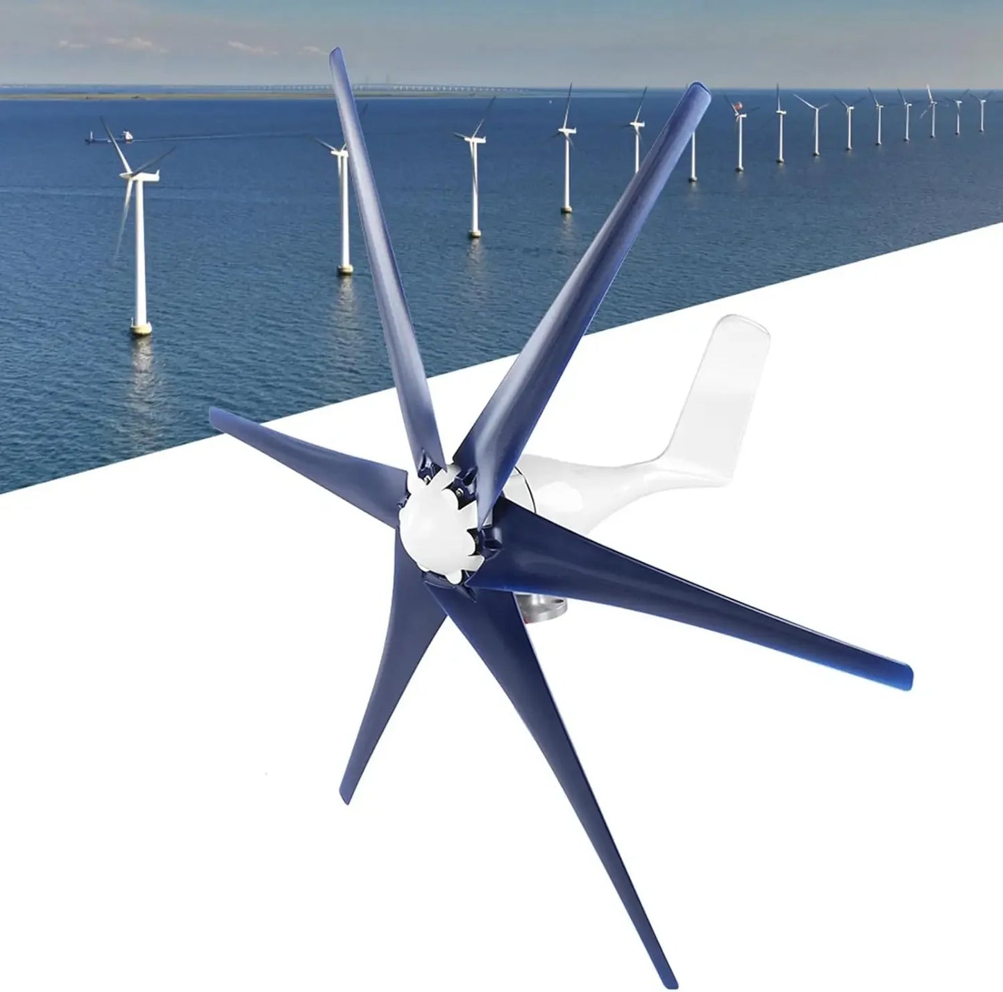 1600W 24V Wind Turbine Generator with 6 Nylon Fiber Blades Permanent Magnet Alternator for Residential Commercial Industrial Off