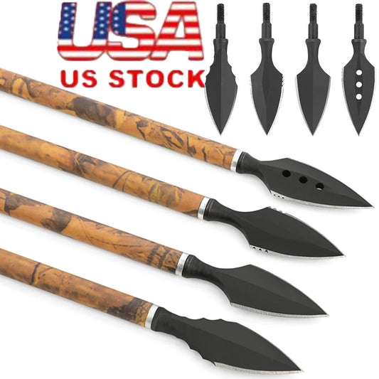 Hunting Broadheads High Carbon Steel Arrowhead General Thread Arrow Points for Archery Bow Shooting Hunting Arrow Accessory,3pcs