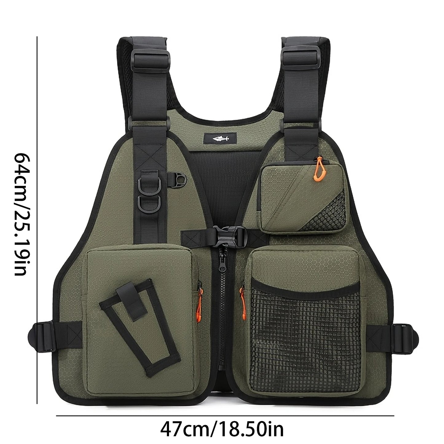 Fishing Vest Backpack Multifunctional Multi‑Pocket Breathable Waterproof Outdoor Tackle Storage Bag for Fishing Hiking Camping Hunting Adjustable Unisex Fishing Gear Accessory