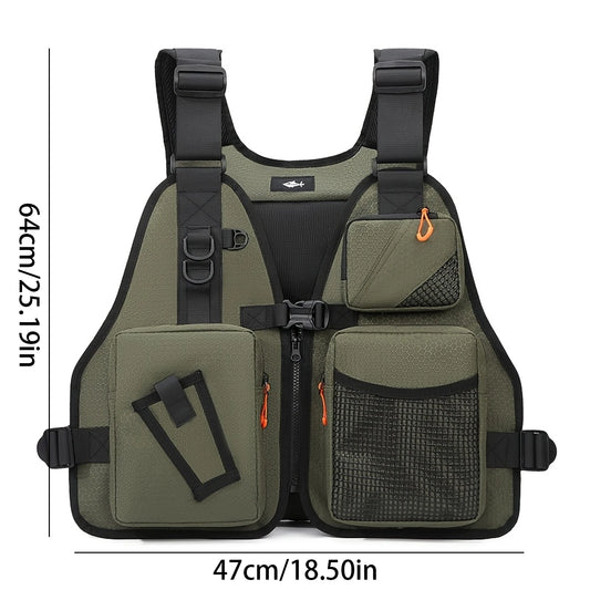 Fishing Vest Backpack Multifunctional Multi‑Pocket Breathable Waterproof Outdoor Tackle Storage Bag for Fishing Hiking Camping Hunting Adjustable Unisex Fishing Gear Accessory