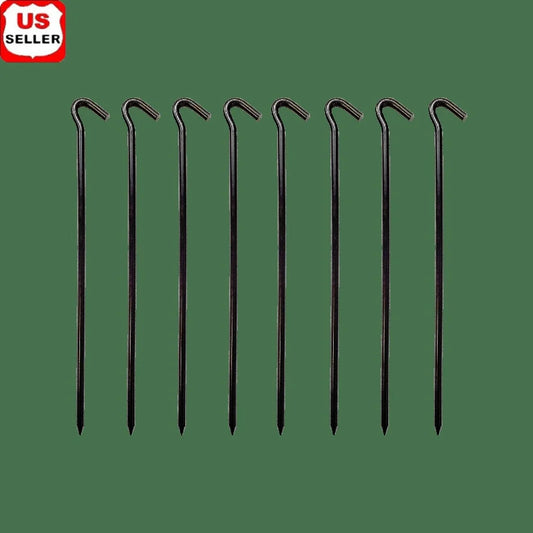 Heavy Duty Steel Tent Stakes 12.5 Inch 8-Pack Durable Pegs Tents Awnings Hunting Blinds Firm Ground Anchoring