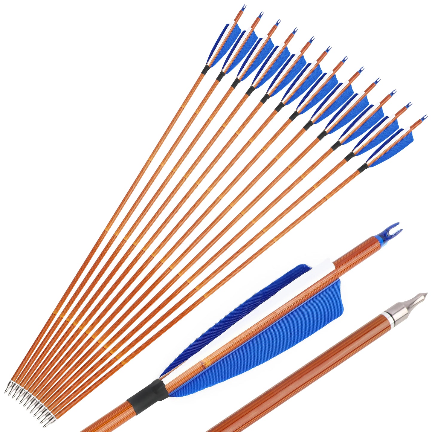 12pcs SP500 Mixed Carbon Arrows Turkey Feather 100Grain Arrowhead Hunting Arrows ID6.2mm Recurve Compound Bow Shooting
