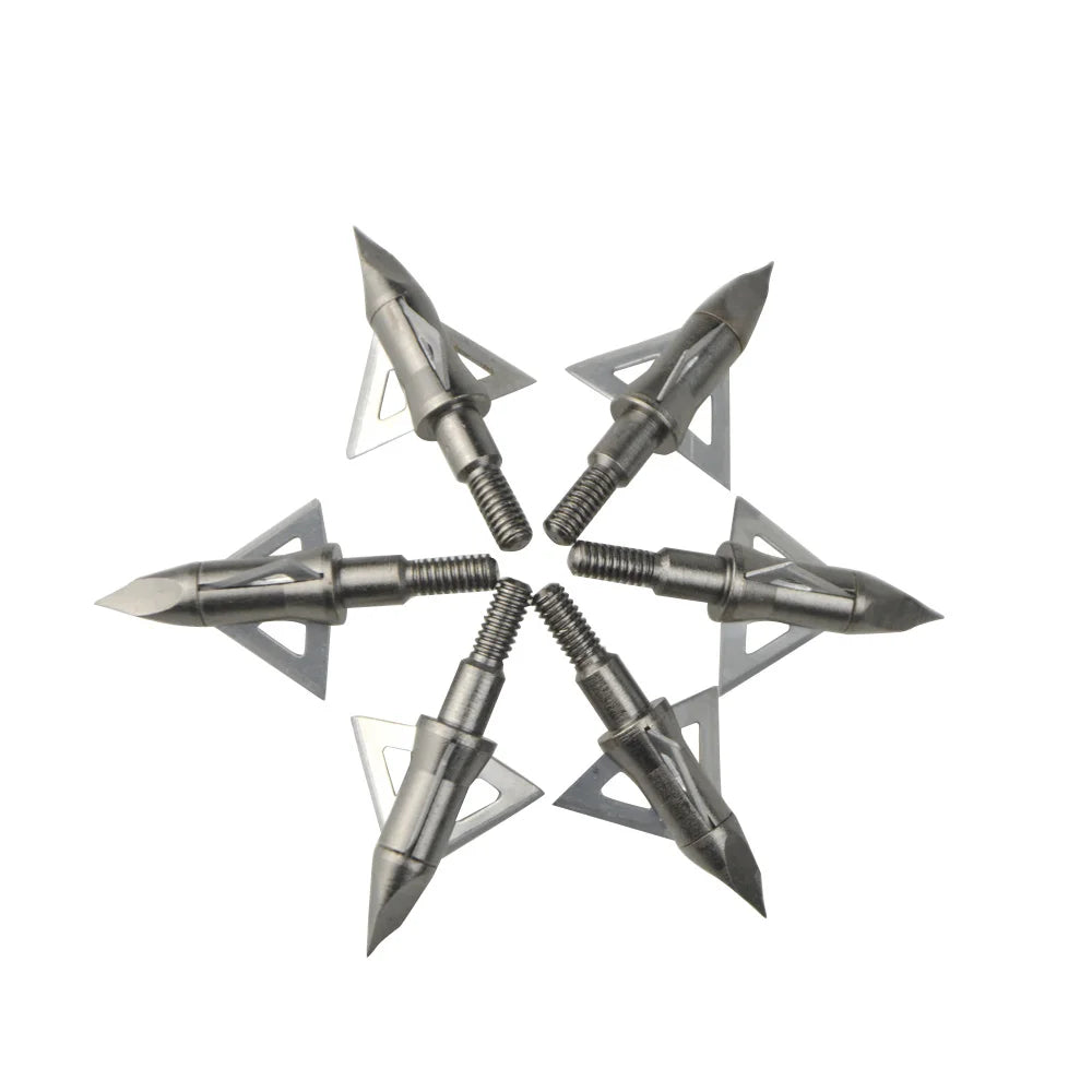 12pcs 100 Grain Arrowheads Stainless Steel 3 Blades Broadheads Archery Hunting Arrow Tips Bow Shooting Hunting Target Point
