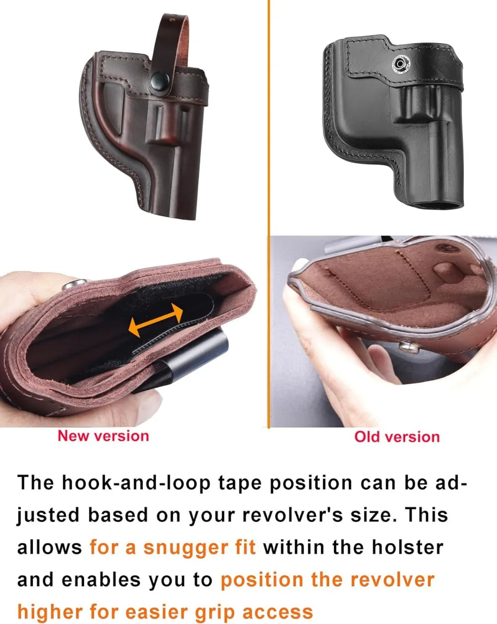 OWB Leather Revolver Holster Fits .38 Special & J Frame for Taurus 327/605/856/905, S&W 360PD/442/637/640/642, SP101. 2"/2.25", 2.5"/3" Barrel Options Outside Waistband