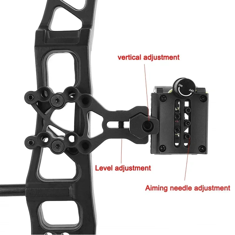 Archery Bow Sight 5 Pins Aluminum Alloy Left Right Hand Adjustable Compound Recurve Bow Sight for Bow and Arrow Accessories