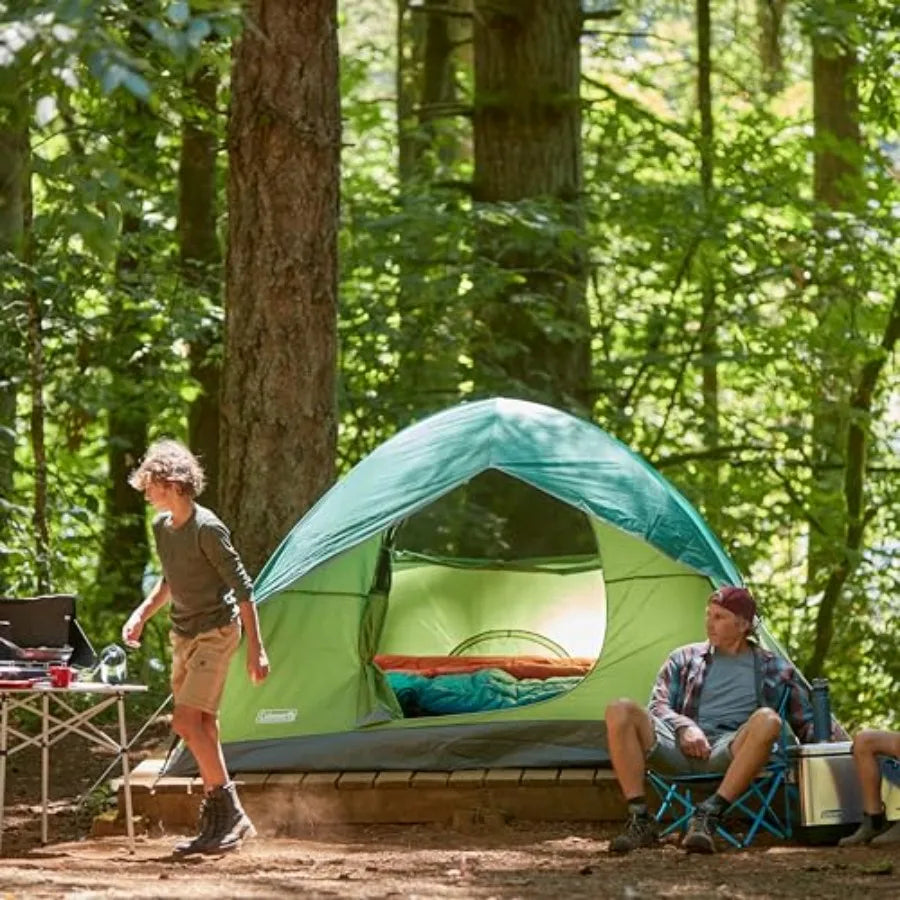 Camping tent for festivals, backyard, sleepovers; polyester fabric, gray color; quick-setup in 10 mins, weatherproof rainfly in