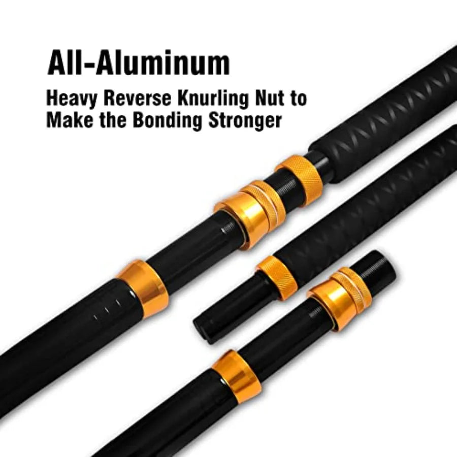 Saltwater offshore trolling application, graphite composite material, black color, 2-piece bent butt design for enhanced levera