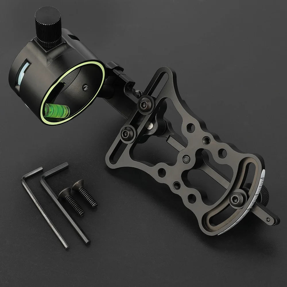 Adjustable Bow Sight 1 Pin 0.019" Fiber Aluminum Alloy Right Hand for Compound Bow Hunting Shooting Target Practice