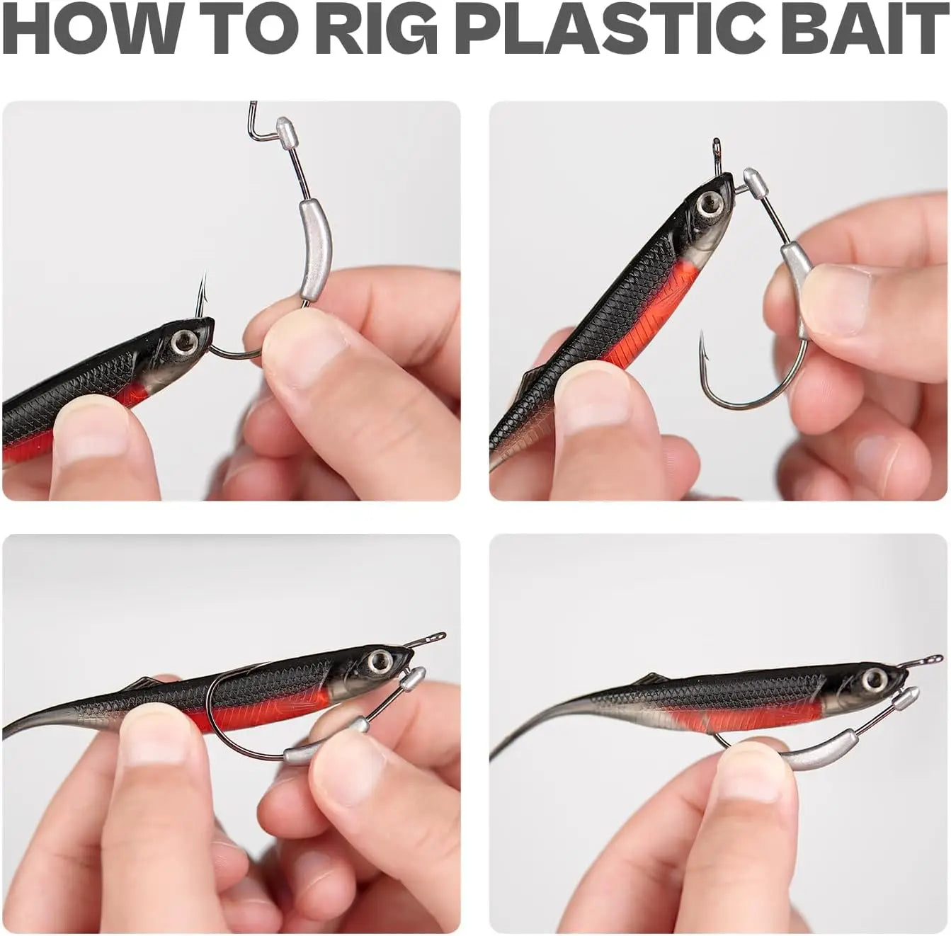 Weighted Swimbait Hooks with Molded Bait Keeper, Weedless EWG Worm Hooks 2/0-5/0 1/16-1/4oz 15pcs
