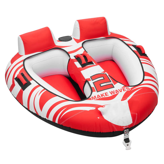 2-Rider Towable Tubes for Boating 340 Lbs Capacity Inflatable Water Tube Full Nylon Cover Grab Handles Safety Valve