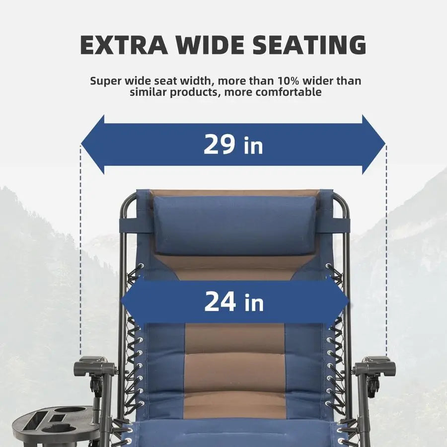 Gravity Chair Oversized Padded Recliner with Adjustable Headrest amp Cup Holder 600D Oxford Folding Lounge Chair for Outdoor Cam