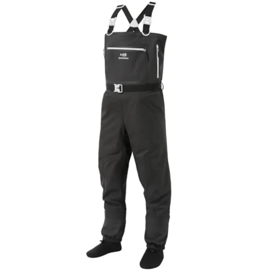 Fly fishing and hunting chest wader, lightweight breathable nylon, olive green, quick-dry and reinforced seams