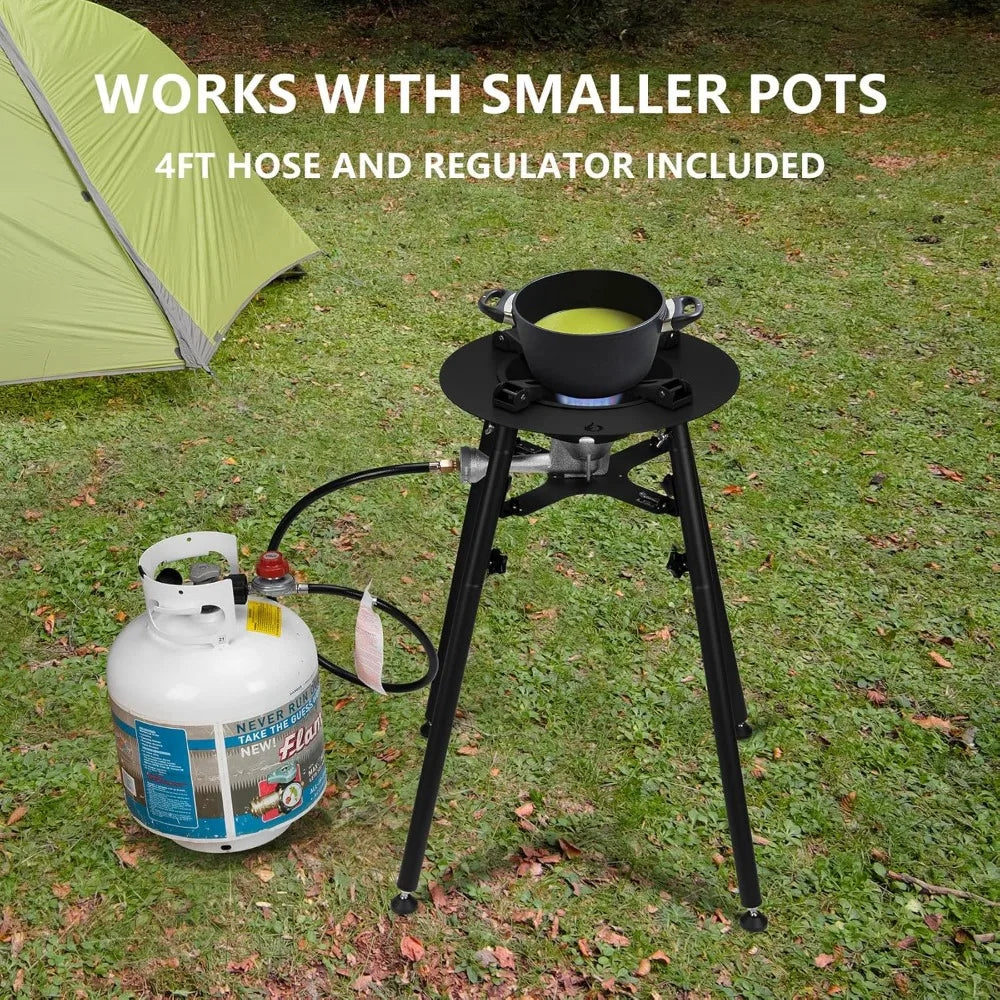 21" Propane Paella Burner Set, 60000BTU Outdoor Gas Stove with Wok, Portable Camping Cooking Kit