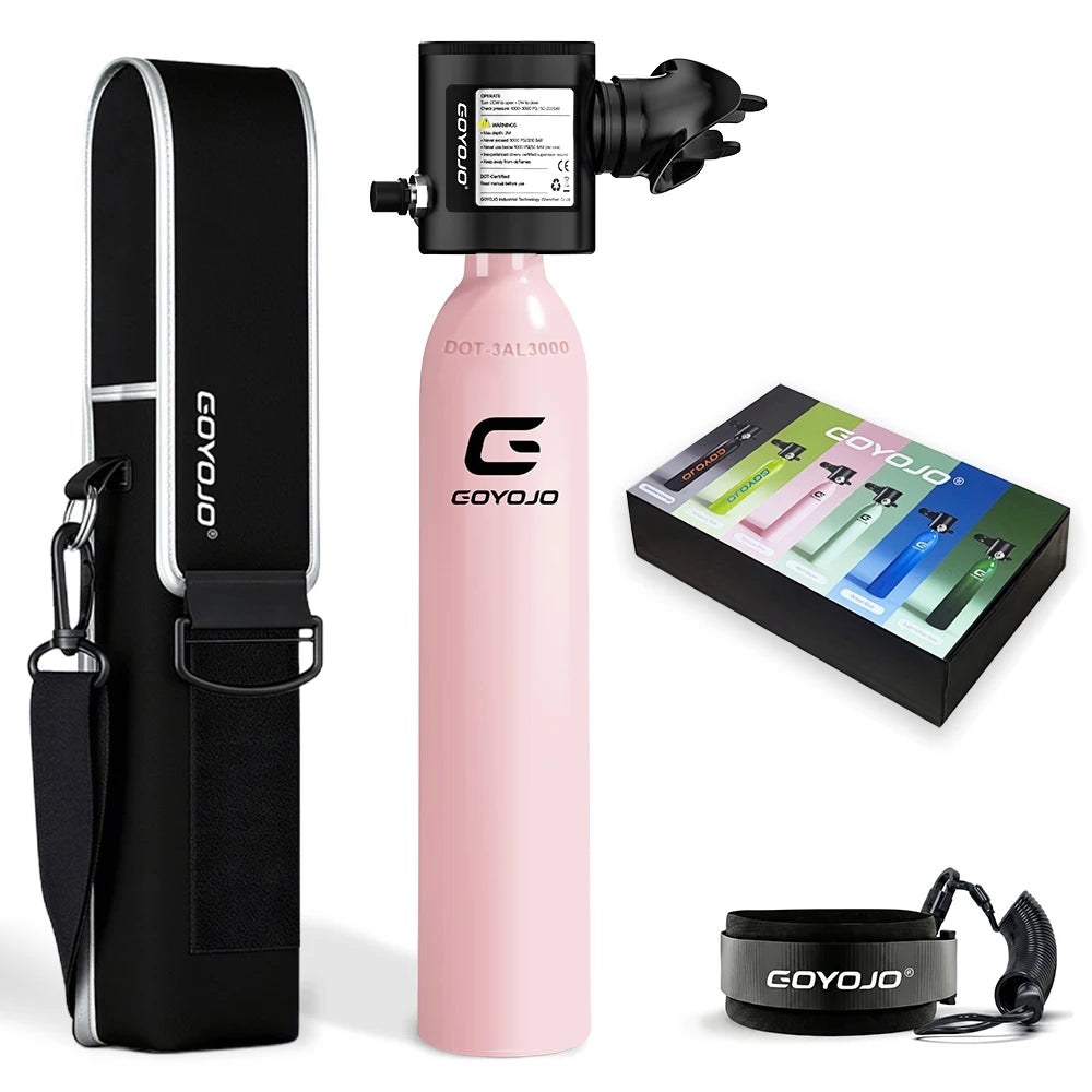 GOYOJO Mini Scuba Tank 0.5L Portable Small Diving Tank for Underwater Breathing Reusable Diving Cylinder Lung Air Tank for Emergency Rescue Boat Cleaning Backup Air Source Pony Bottle