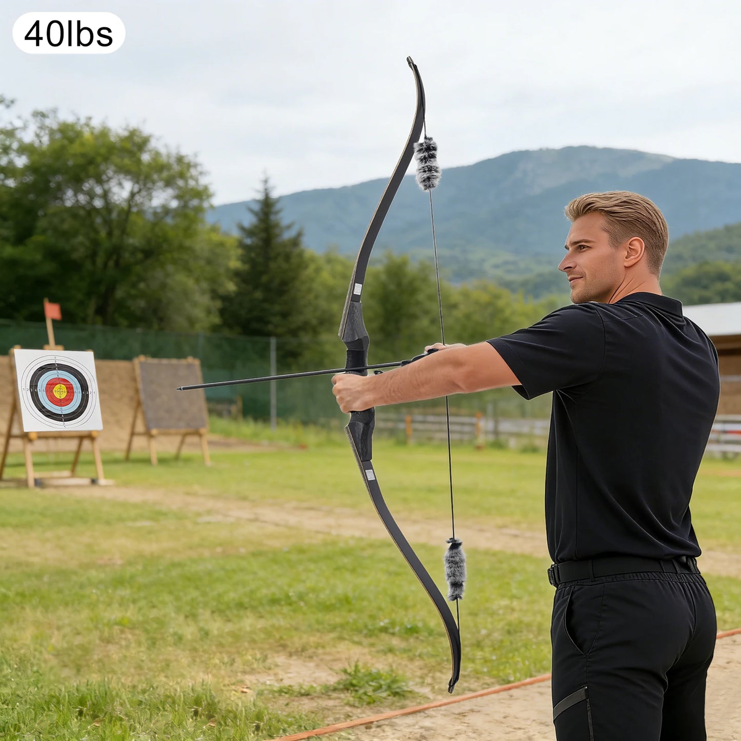 18.14kg/40lbs Takedown Recurve Bow, Wooden Recurve Bow, Recurve Bow Kit Used to Practice Basic Archery Posture, Aiming, and Release Techniques in a Backyard or at a Shooting Range