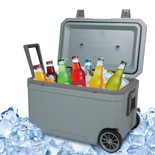 70L Camping Cooler Hard Shell Portable Car Wheel Insulator Plastic Cooler Box Ultra-Light with Handle for Beach Beverage Camping