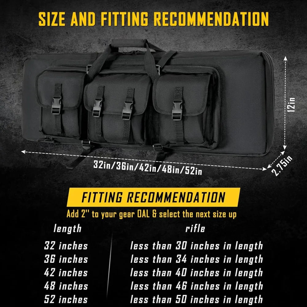 Double Rifle Case Soft Gun Bag for Rifles & Pistols, 32/36/42/48/52 inch, Tactical Backpack for Shooting Range, Gift for Hunters