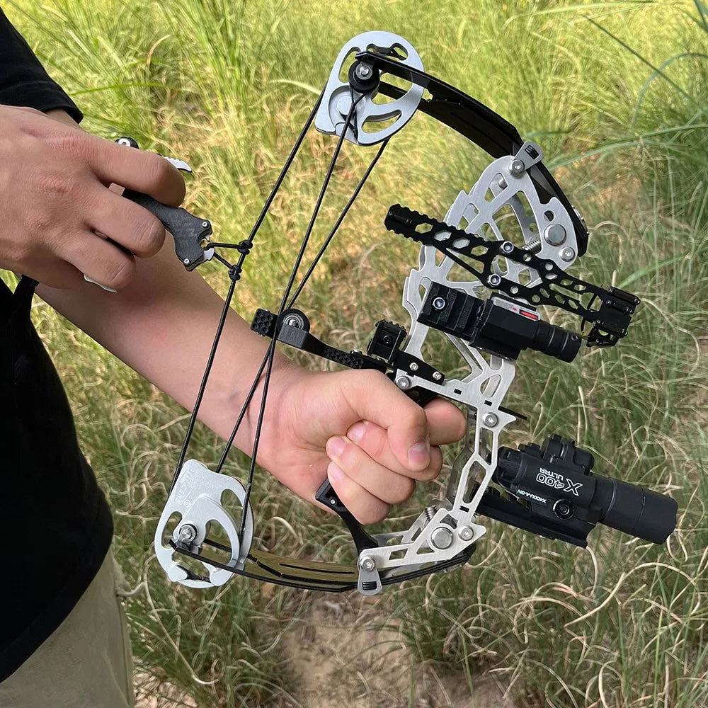 13 Inch Mini Short-Axis Compound Bow Kit 15-32lbs Adjustable Draw Weight Ambidextrous RH LH Design Complete Arrow Set with Laser Sight Lightweight Stainless Steel Limbs for Target Shooting and Small Game Hunting Archery Gear