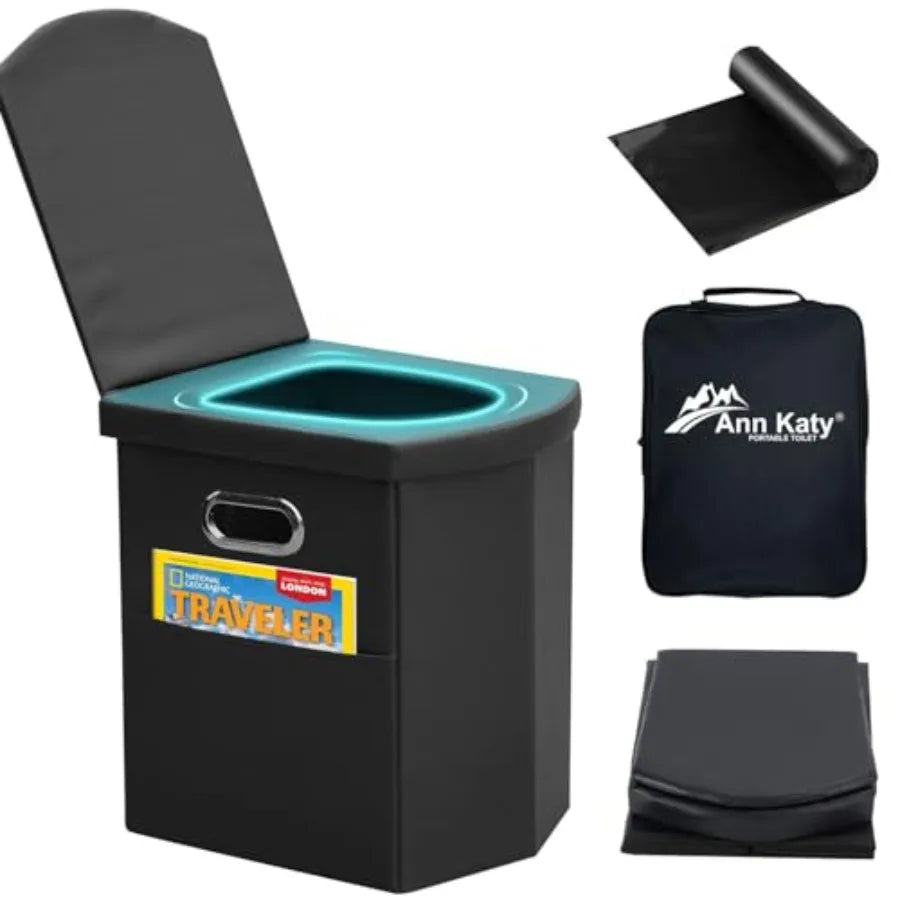 Upgrade XL Portable Toilet for Adults Extra Large Portable Travel Floding Toilet Camping Tall Toilets with Lid for Adults and C