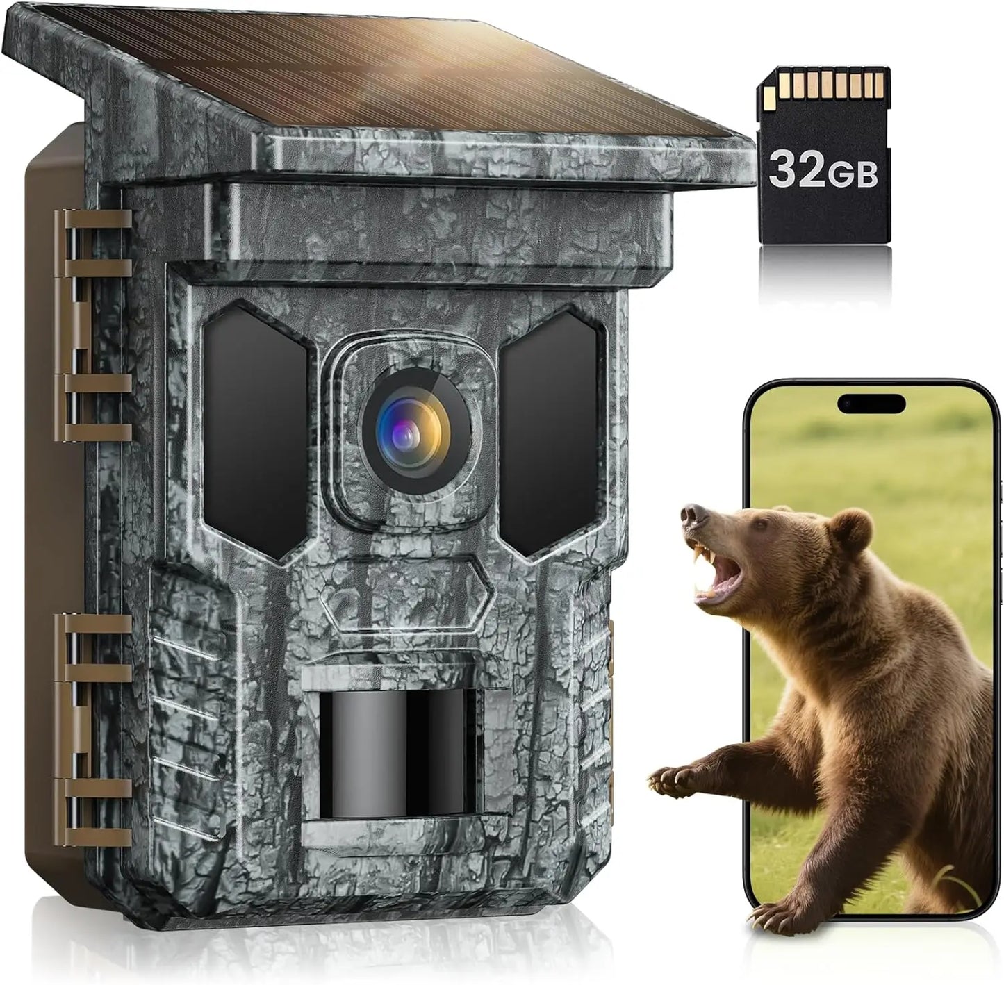 Rechargeable 4K 64MP Trail Cam with Night Vision Motion Activated Waterproof IP66, 0.1s Trigger Game Cam with 850nm Low Glow