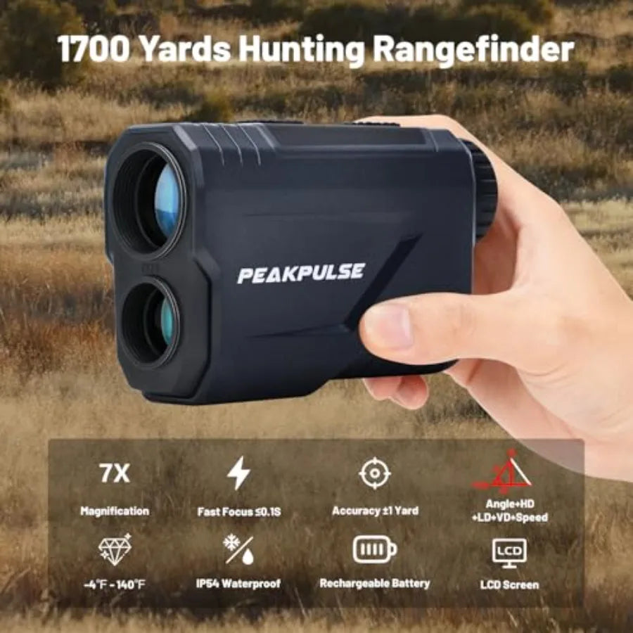 Hunting Range Finder 1700 Yards with 7X Magnification Rechargeable Angle Compensation Speed Scan for Bow Archery Clear Accuracy